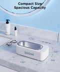 Ultrasonic Jewelry Cleaner Machine With 48KHz Tech Dual Cleaning Modes 350ML 304 Stainless Steel Tank on bathroom countertop