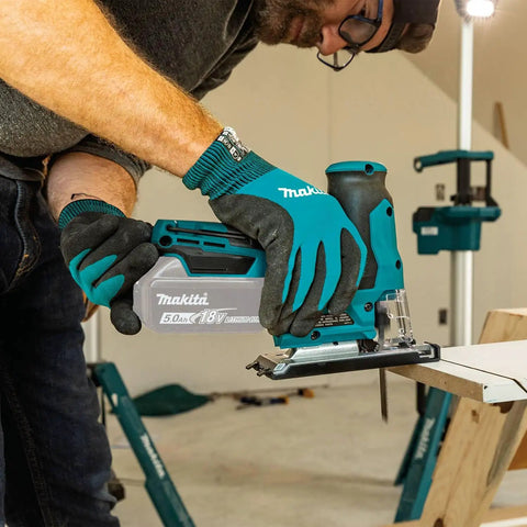 18V LXT Brushless Cordless Barrel Grip Jig Saw Tool Only With Variable Speed 800 To 3,000 SPM used in DIY woodworking project