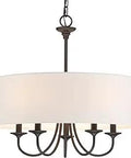 Quinn 22 Inch 5 Light Modern Drum Chandelier With Large White Linen Shade Chic For Contemporary Farmhouse Living Room Lighting