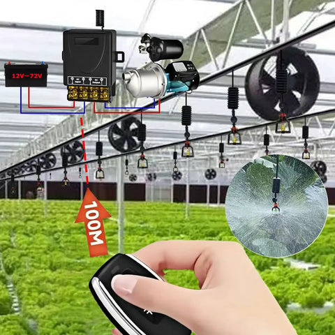 Beefy Heavy Duty Wireless Remote Control Switch Kit With 30A Relay controlling greenhouse fans from 100 meters away