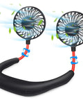 Neck Wearable Portable Fan With 2500mAh Battery USB Rechargeable Hands Free Dual Head Rotatable Mini Face Cooling Personal Fan