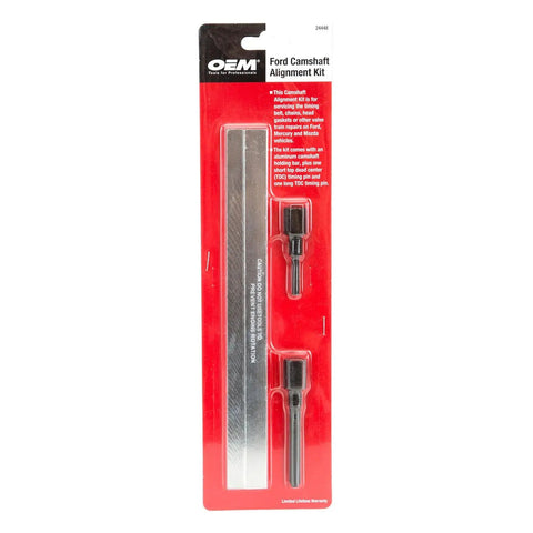 Ford Camshaft Alignment Tool Kit For 2.0L 2.3L 2.5L DOHC Zetec Engines on red retail packaging with aluminum bar and TDC pins
