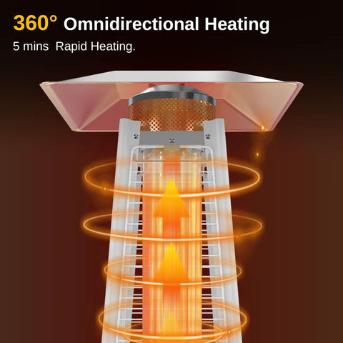 Powerful 48,000 BTU Pyramid Patio Heater With All Stainless Steel Construction Quartz Glass Tube Propane Outdoor Heater