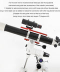 Rugged Aluminum Dovetail Clamp For Telescopes And Camera Rigs With Bubble Level on telescope mount, 8 mounting holes shown