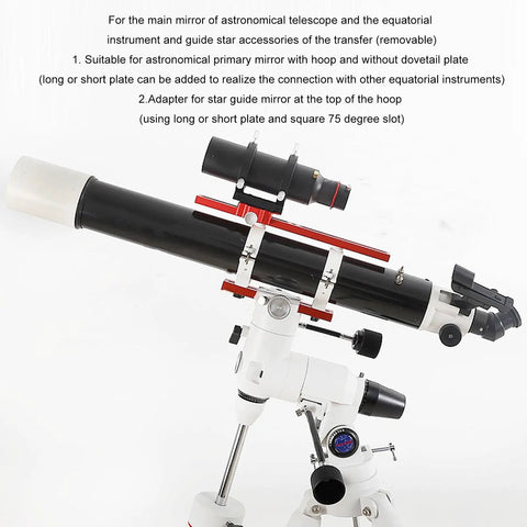 Telescope with Heavy Duty Dovetail Clamp For Telescopes And Cameras on mount, showcasing functionality with reflective design.