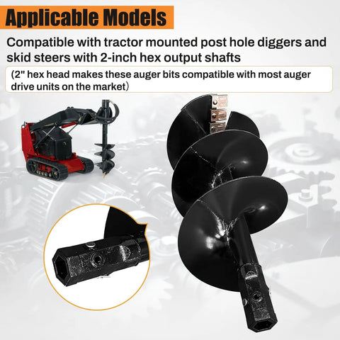 Beefy 18 Inch By 48 Inch Heavy Duty Auger Bit For Skid Steer Post Hole Digger And Mini Excavator with 2 Inch Hex Adapter