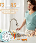 Woman using Go To Visual Kitchen Timer for Cooking 0-60 Minutes, Mechanical Magnetic Timer with Loud Alarm, Blue, at sink.