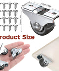 4 Pack 1 Inch Small Non Swivel Caster Wheels With Top Plate And Screws for Furniture Installation and Dimensions
