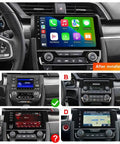 Honda Civic 2016 2021 Aftermarket Car Stereo Wireless CarPlay Android Auto GPS Navigation 9 Inch Head Unit installed view