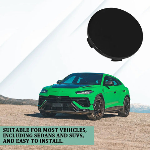 Rock Solid Heavy Duty Car Wheel Center Caps 4 Pack 60mm Outer 56mm Inner Premium ABS Chrome Plated Auto Hubcaps on a green SUV.