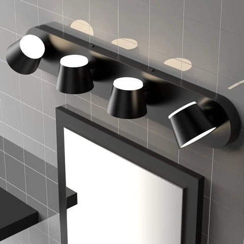 4 Light LED Matte Black Bathroom Vanity Bar Lights Dope Up And Down Rotatable Dimmable Wall Fixtures 27 Inch Over Mirror Lighting