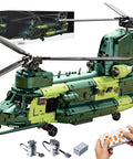 Motorized RC Helicopter Building Set For Adults And Teens 1826 Piece Army Aircraft Kit with realistic rotors and controller