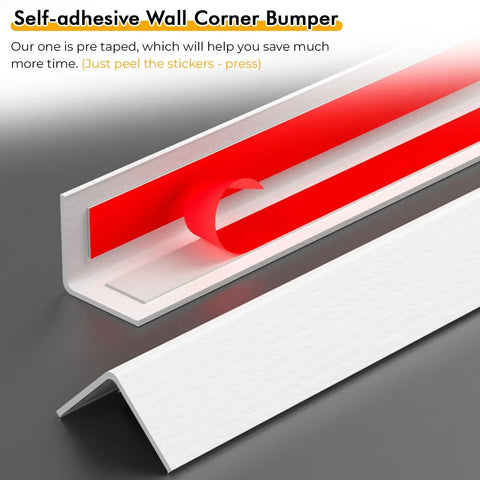 Self Adhesive Wall Corner Guards Peel And Stick Moulding Trim showing red adhesive strip detail