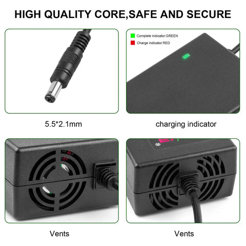 54.6V 2A Lithium Battery Charger For Gotrax Scooters 48V To 54.6V With 5.5X2.1MM Round Connector 100 To 240V AC Input 54.6V Max Output Safe Universal Power Adapter For GXL V2 G2 G3 G4 Apex Glider XR Elite XR Ultra