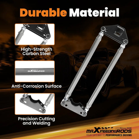 Universal Parallel 4 Link Kit With Adjustable Ends For Suspension Links And Panhard Bar Fits Hot Rods Rat Rods Classic Cars And Air Ride Setups Improves Handling And Ride Height Adjustment, high-strength carbon steel