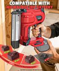 Heavy Duty Cordless Brad Nailer And Staple Gun Combo Made To Fit Milwaukee 18v Tools showing battery compatibility and design details.