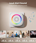 Wireless Motion Sensor Door Chime With 61 Melodies And 120dB Max Volume PIR Entry Alert With 5S Detection Interval 5 Volume Levels RGB light indicator mounted on wall