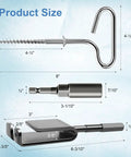 Go To Ice Shelter Anchor Kit For Ice Fishing Setup, showing size dimensions for drill adapter, 8-inch peg, and socket.
