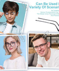 Universal Eyeglasses Repair Kit With Hefty Metal Temple Arms And Precision Screws Heavy Duty Frame Leg Replacement To Snug Up Loose Hinges For Quick Spectacle Fix featuring multiple users wearing glasses.
