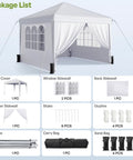 10x10 Pop Up Canopy With Sidewalls For A No Brainer Hassle Free Setup Portable Event Tent With Carry Bag, components shown