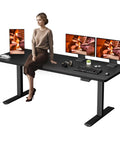 Fitstand Extra Large Standing Desk Dual Motor Electric Height Adjustable Sit Stand Workstation with dual monitors and ergonomic design.