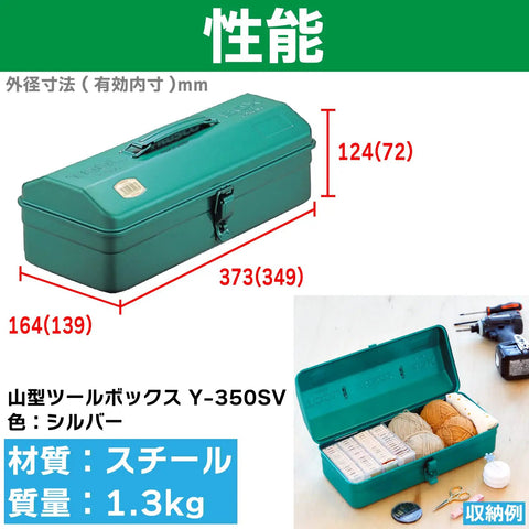 Mountain Tool Box Green, Compact 14.8 By 6.4 By 4.8 Inches Gear Box For Home, Garage And Job Site, Durable Metal Storage