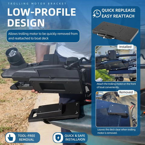 Quick Release Bracket MKA-21 For Ulterra Terrova Deckhand 40 And PowerDrive V2 Pontoon Trolling Motors Mounting Bracket Fits Standard Bow Mount Or Scissor Bow Mounts Dock Ready Trolling Setup