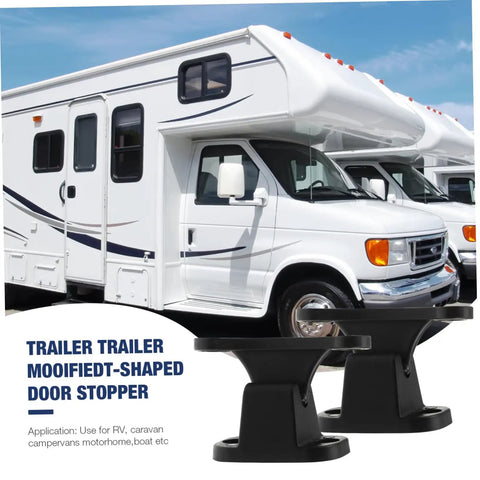 Two Pack RV Door Holder Black T Shaped Nylon Retainer Kit For Camper Motorhome And Travel Trailer Door Latch Stop Catch Easy Install