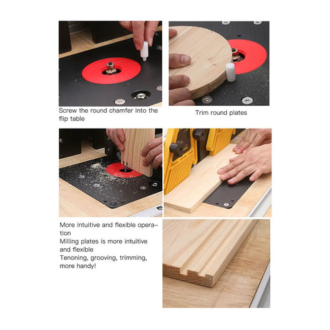 Premium Aluminum Router Lift System Delivering Butter Smooth Height Tweaks For Flawless Tenoning And Grooving Builds Solid Black Finish in use.