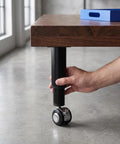 Hand adjusting metal adjustable furniture leg with swivel caster wheels 4.7 to 7.1 inches two pack leveling feet replacement for dining table