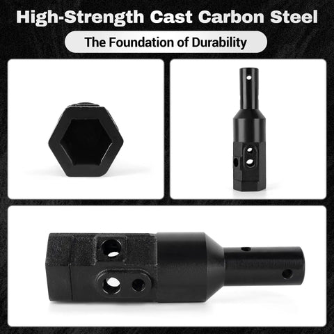 Heavy Duty 2 Inch Hex Female To 2 Inch Round Male Auger Adapter Built Tough Cast Steel One Piece Welded Construction