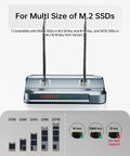 Industrial Grade Dual Bay M.2 SSD Cloner serving Hella Fast 20Gbps NVMe Duplicator with multiple M.2 sizes compatibility.