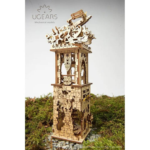Wooden Mechanical Archballista Tower Puzzle Kit Build Your Own Dope 3D Ballista and Tower Construction Set With Moving Firing Mechanism Durable Natural Wood STEM Toy For Curious Minds, wooden tower model