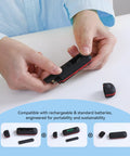 Person holding a 64GB USB C MP3 Player 2 In 1 Type C And USB Stick Music Player, showing battery compartment opening.