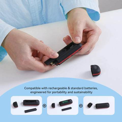 Person holding a 64GB USB C MP3 Player 2 In 1 Type C And USB Stick Music Player, showing battery compartment opening.