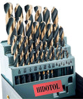 Drill Bit Set 29 Pc High Speed Steel With 135 Degree Split Point Black And Gold Oxide Finish Self Centering In Indexed Storage Case
