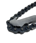 Close-up of Heavy Duty 48 Inch Chain Wrench With Wide Jaw And Comfort Grip, Double Action Head For Irregular Automotive Parts