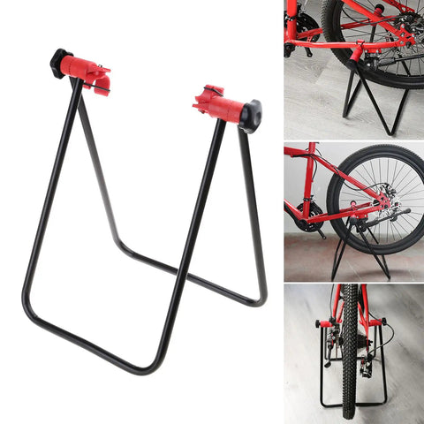 Lightweight Aluminum Bike Repair Rack Triangle Stand For Road Bikes Foldable Floor Display Stand In Red Durable And Stable Space Saving Easy Setup For Home Garage Or Shop Slips Proof Support