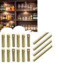 Totally Bulletproof Brackets 4 Pack Adjustable Shelf Supports With Posts And Screws Plus 46 Inch Spindle Fence Kit showing gold bar supports and posts.