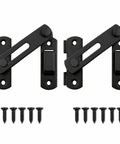 Hella Durable 180 Degree Flip Barn Door Latch Pack Matte Black Stainless Steel Gate Lock with screws for secure installations.
