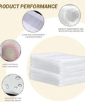 Stack of 100 Pack 8x10 Inch Cushion Foam Pouches For Dish Packing And Moving showing softness, transparency, and waterproof features.