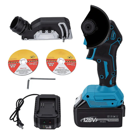 Pro Grade Cordless Cut Off Tool And Compact Angle Grinder Combo With Variable Speed Control For Badass Wood Metal Tile Cuts And Serious Workshop Jobs Usa Plug with battery and discs