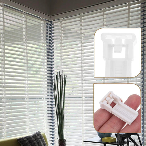 32 Piece Pleated Blind Repair Kit With Easy To Install Parts For Quick Fixes And Replacement Accessories Compatible With Most Pleated Window Blinds Tough Tools For Home Improvement And DIY Projects; close-up of white repair component