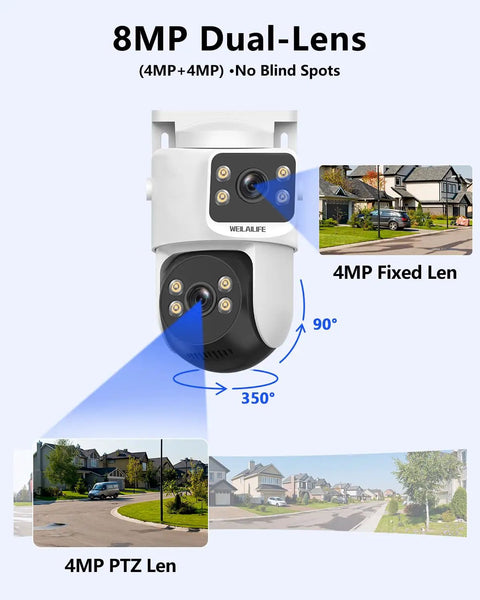 4K 8MP POE Security Camera System With Auto Tracking And Two Way Audio Rock Solid Outdoor PTZ IP Cameras Dual Lens 4096x2160