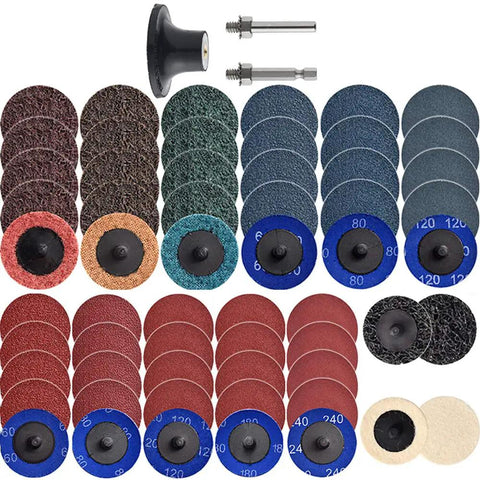 60 Piece Sanding Discs Set For Die Grinder 2 Inch Quick Change Discs With Quarter Inch Shank Holder Pro Grade For DIYers.
