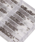 Top Shelf Stainless Steel Cross Micro Screw Set With Nifty Storage Box 1.6 To 6.0mm assortment of screws in divided compartments.