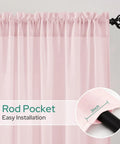 Privacy Semi Sheer Curtains Light Pink 84 Inch Long 2 Panel Set W52 X L84 Light Filtering Drapes with rod pocket detail