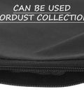 Heavy Duty Cloth Miter Saw Dust Collection Bag With A Secure Zipper Closure Black Replacement, close-up of zipper and fabric.