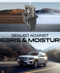 Slick Plug And Play AC Heater Blower Motor Resistor For Ford Explorer Ranger shown with rugged landscape background.