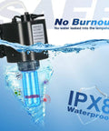UV Filter For 10 To 40 Gallons With Turbo Swirl Design Submersible Internal Tank Filter 132 GPH, waterproof IPX8 in water